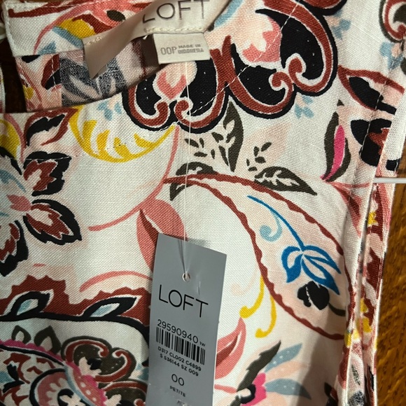 Loft Size 00 Petite Floral Sleeveless Linen Viscose Dress NWT - Picture 5 of 8